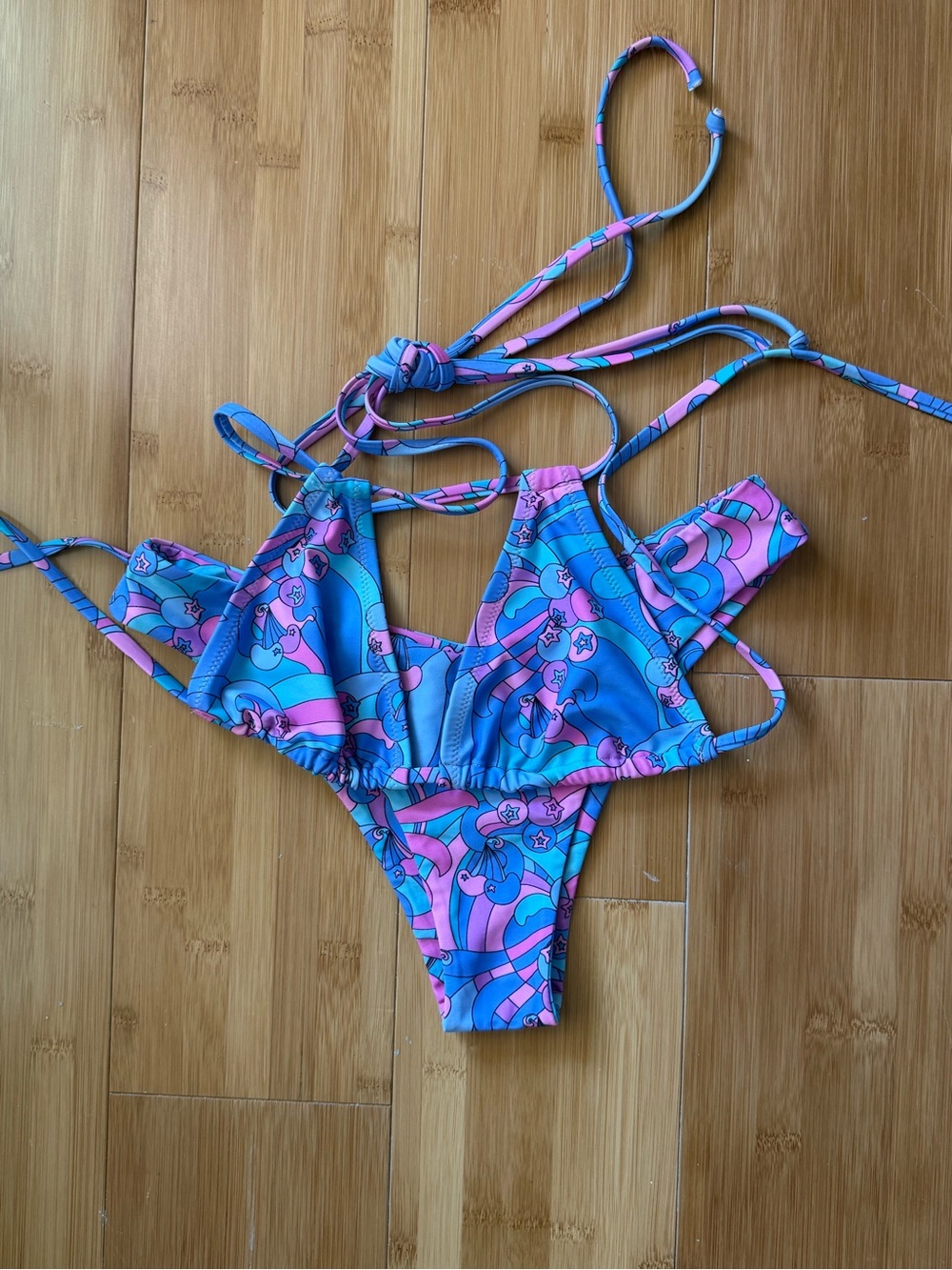 Kulani Kinis Orange Swirl, Red Floral & Blue Purple Retro Bikini Set - Picture 2 of 7
